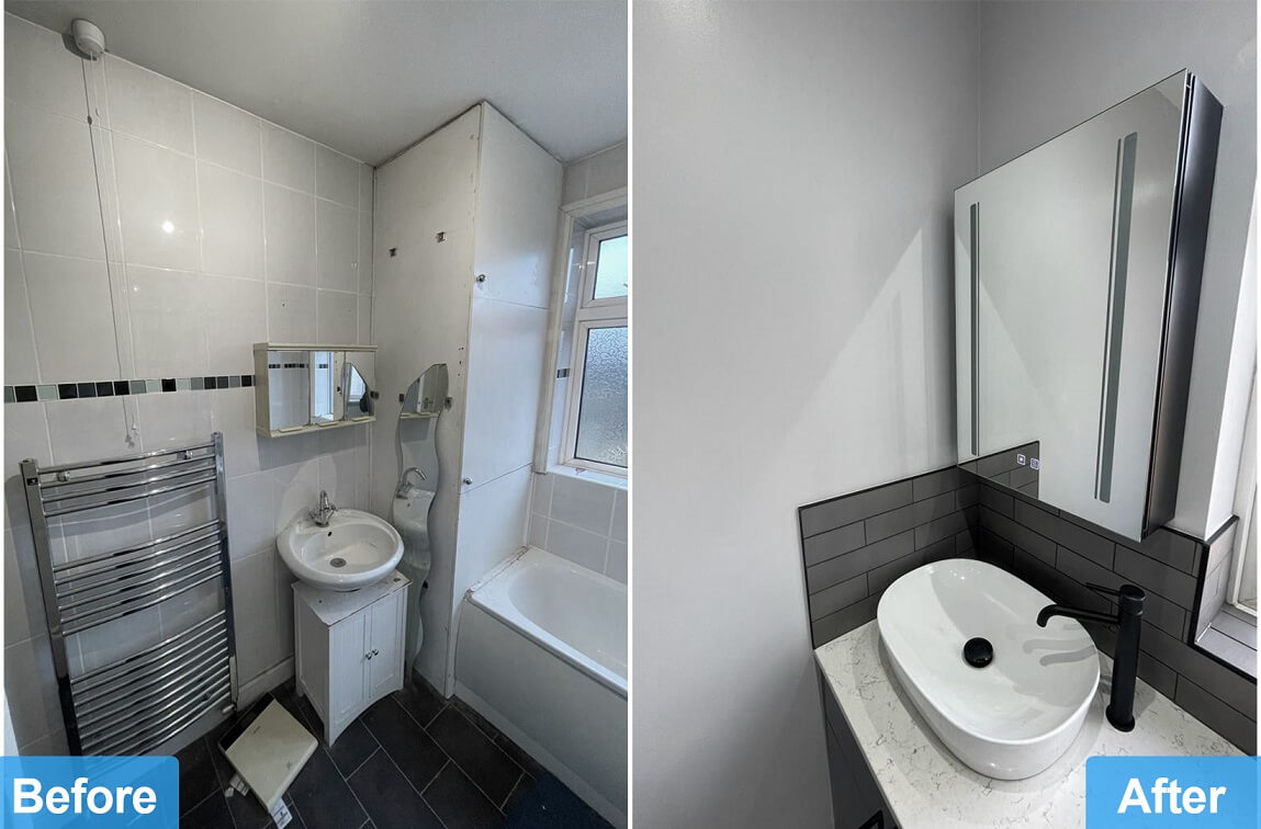 Ensuite installation - a before/after photo